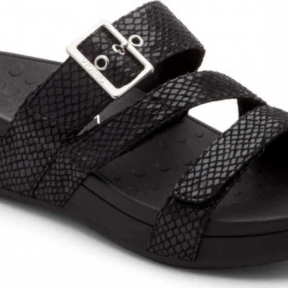 Vionic Black Lizard Rio Platform Slide Sandals - Picture 8 of 16
